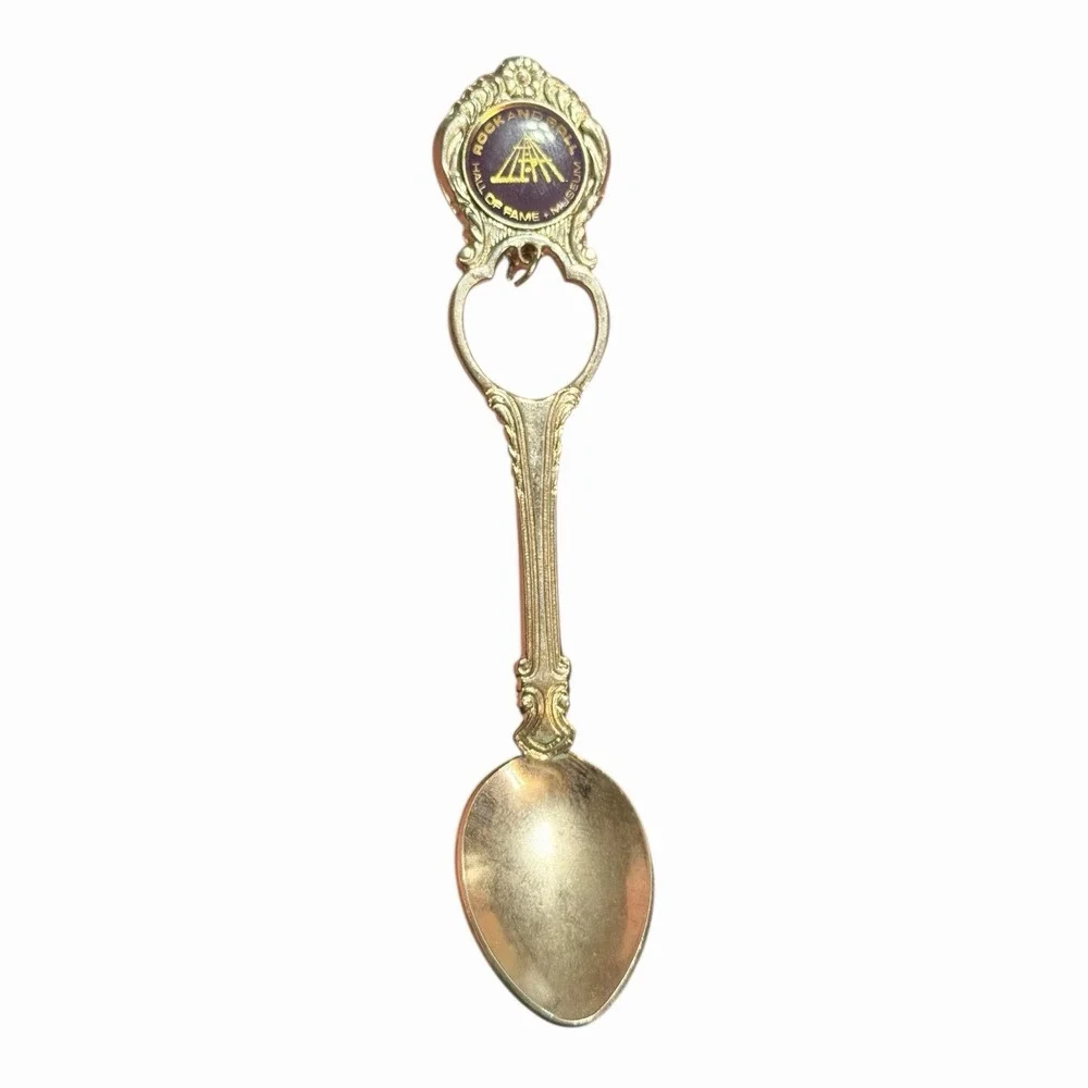 Rock and Roll Hall of Fame Museum Souvenir Collector Spoon Gold Tone Cleveland
